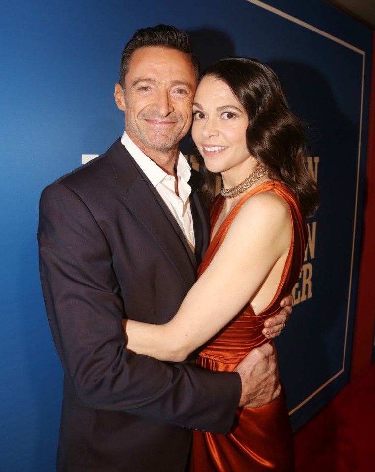 Hugh Jackman and Sutton Foster at the opening night of "The Music Man" on Broadway.