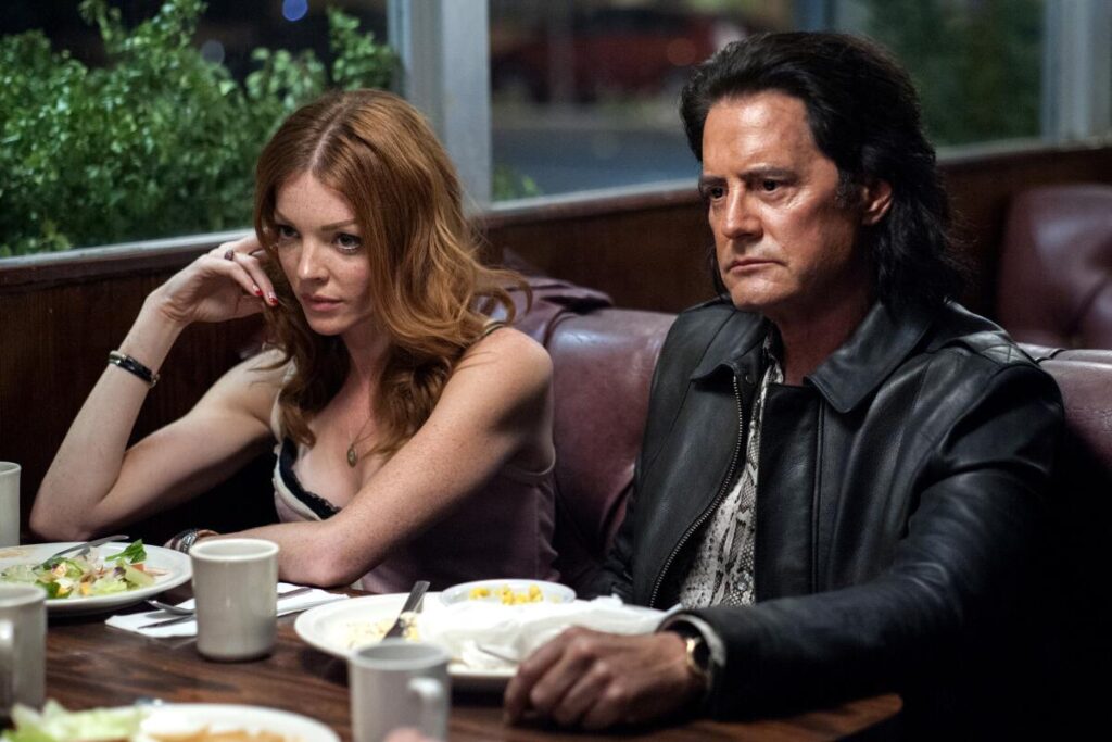 Nicole LaLiberte and Kyle MacLachlan in a still from 'Twin Peaks.'