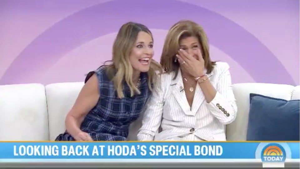 Hoda Kotb crying joyfully during a surprise reunion on the Today show.