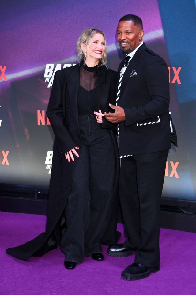 Cameron Diaz and Jamie Foxx at a film premiere.