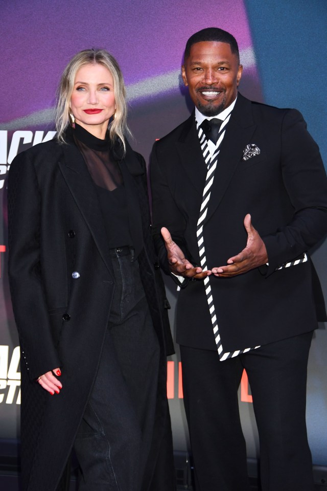 Cameron Diaz and Jamie Foxx at a film premiere.