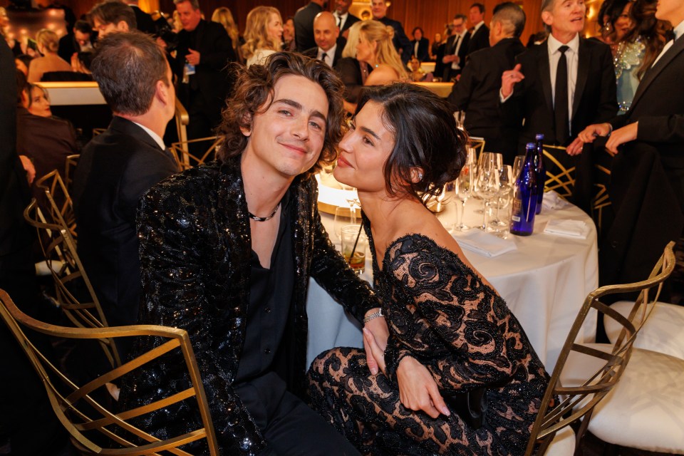 Timothée Chalamet and Kylie Jenner at the Golden Globe Awards.