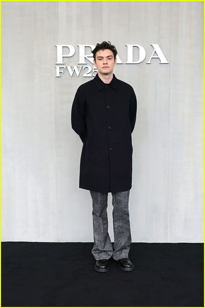 Louis Partridge at the Prada fashion show