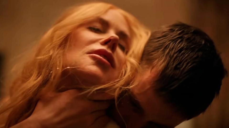 Nicole Kidman and Harris Dickinson in a scene from the film *Babygirl*.