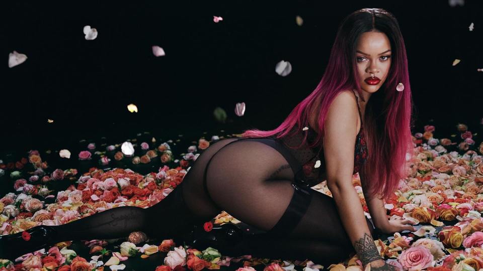 Rihanna in a Savage x Fenty Valentine's Day campaign.