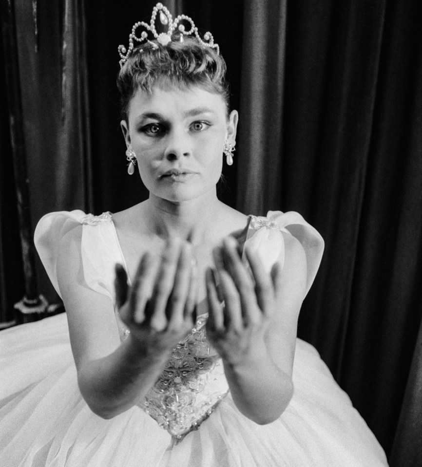 Judi Dench as Ophelia in a dress rehearsal of Hamlet.