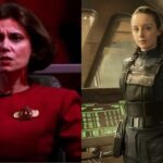 Rachel Garrett in Star Trek: The Next Generation (L) and in Star Trek: Section 31 (R)