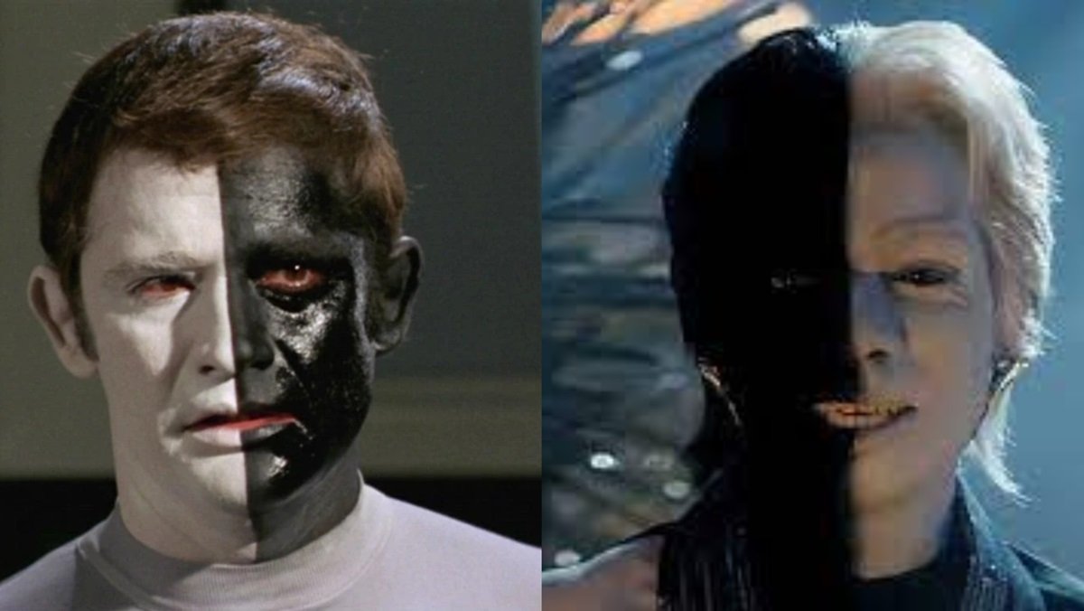 The black and wite Cheron in Star Trek: TOS (L) and Star Trek: Section 31