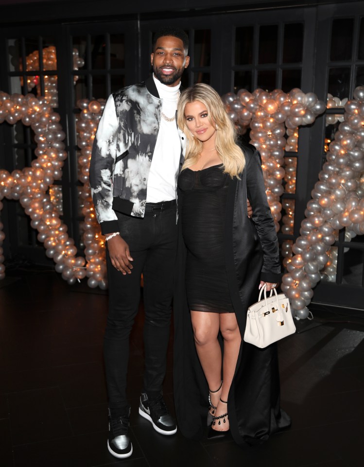 Khloe Kardashian and Tristan Thompson at a birthday celebration.