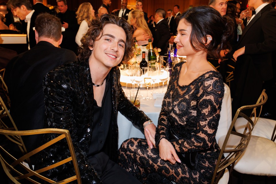 Timothée Chalamet and Kylie Jenner at the Golden Globe Awards.