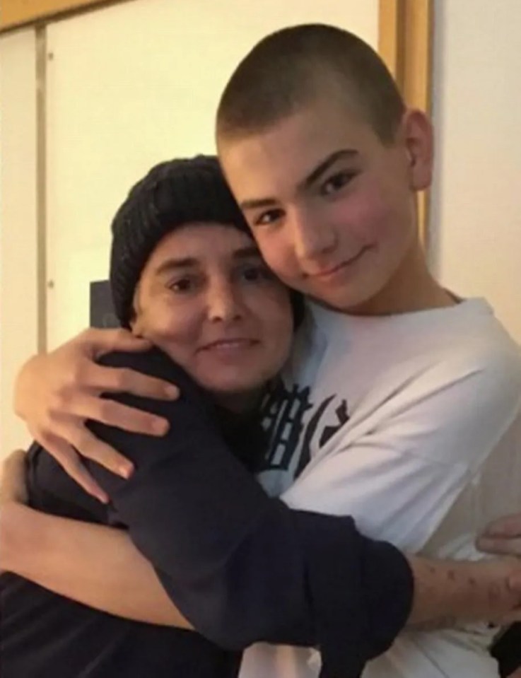 Sinead O'Connor hugging her son Shane.