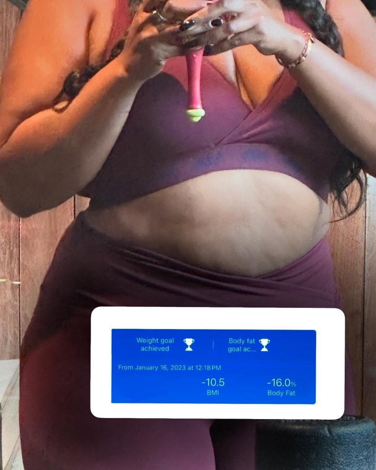 Lizzo showing off weight loss results.