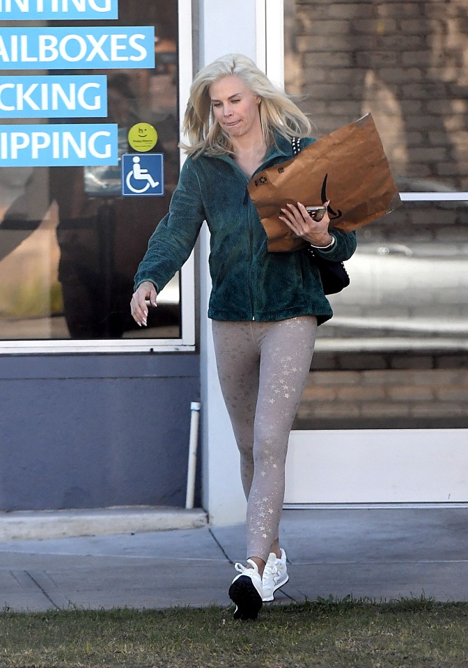 Brooke Burns leaving a UPS store.