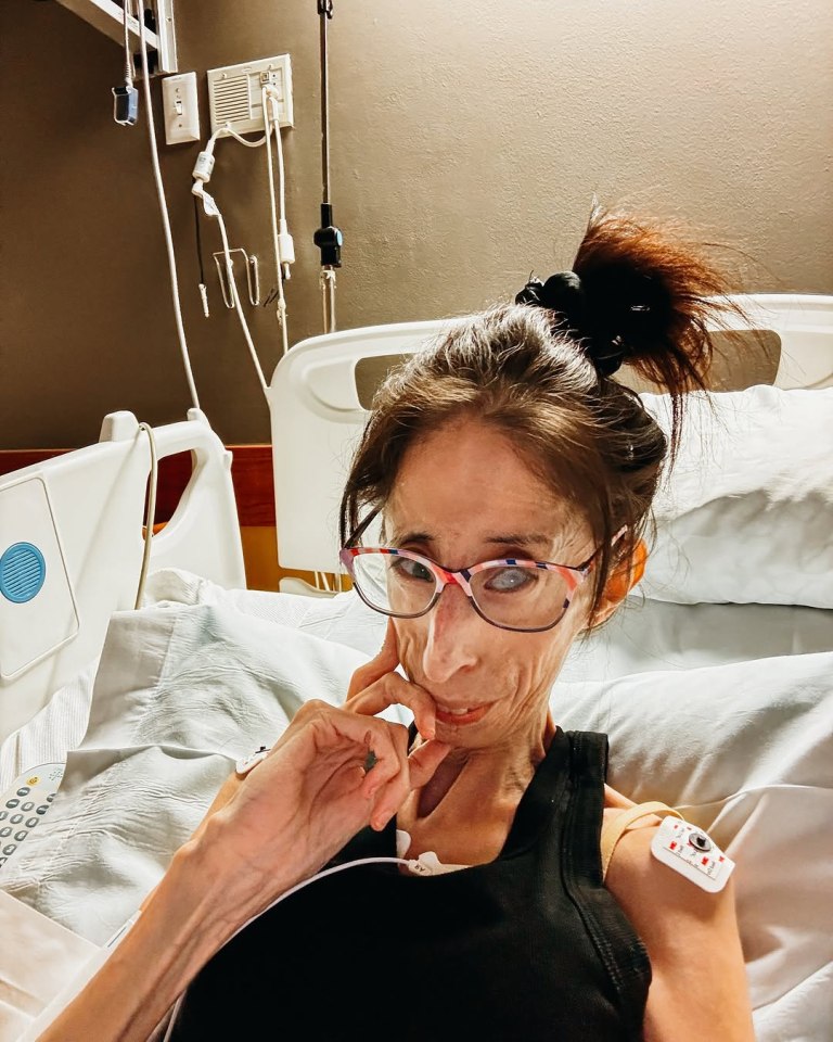 Lizzie Velasquez in a hospital bed.