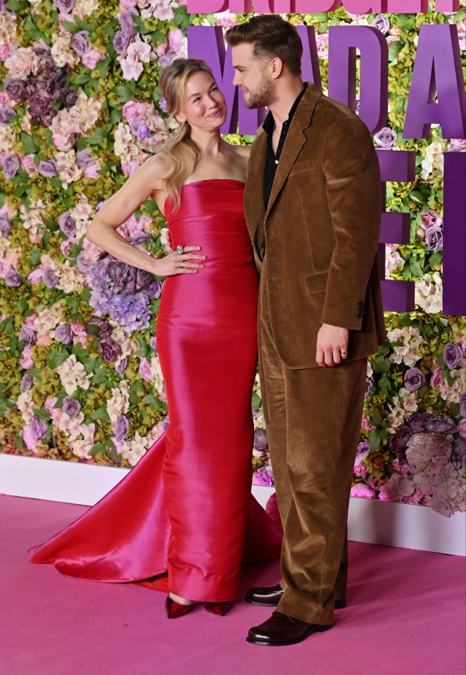 Renée Zellweger and Leo Woodall at the Bridget Jones film premiere.