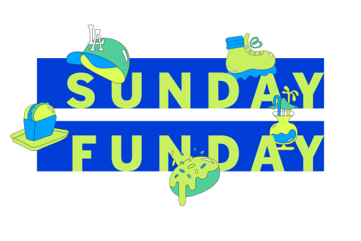 Sunday Funday infobox logo with colorful spot illustrations