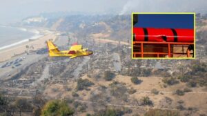 Super Scooper plane battling the Pacific Palisades Fire in January 2024