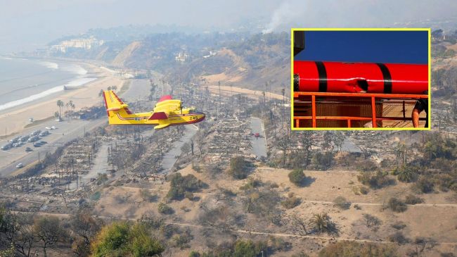 Super Scooper plane battling the Pacific Palisades Fire in January 2024