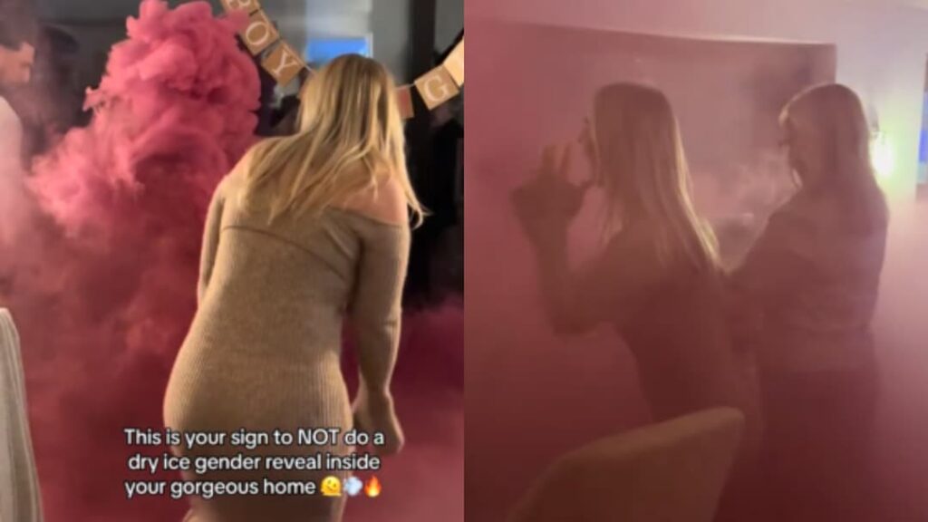 Couple’s gender reveal ends in disaster as dry ice chokes guests