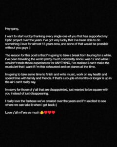 Eptic Announces Indefinite Hiatus From Touring