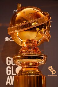 A view of the Golden Globe Award trophy statue onstage before the 81st Golden Globe Awards nominations announcement at The Beverly Hilton on December 11, 2023 in Beverly Hills, California.