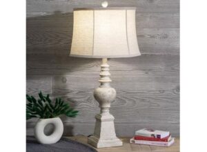 White Vintage Farmhouse Finial Table Lamp