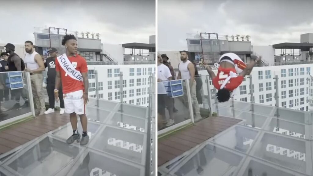 IShowSpeed attempts backflip on glass rooftop during Panama stream