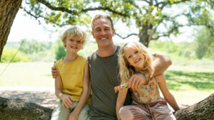 James Van Der Beek and two of his children