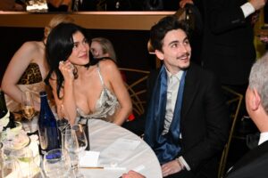 Kylie Jenner and Timothée Chalamet during the 82nd Annual Golden Globes