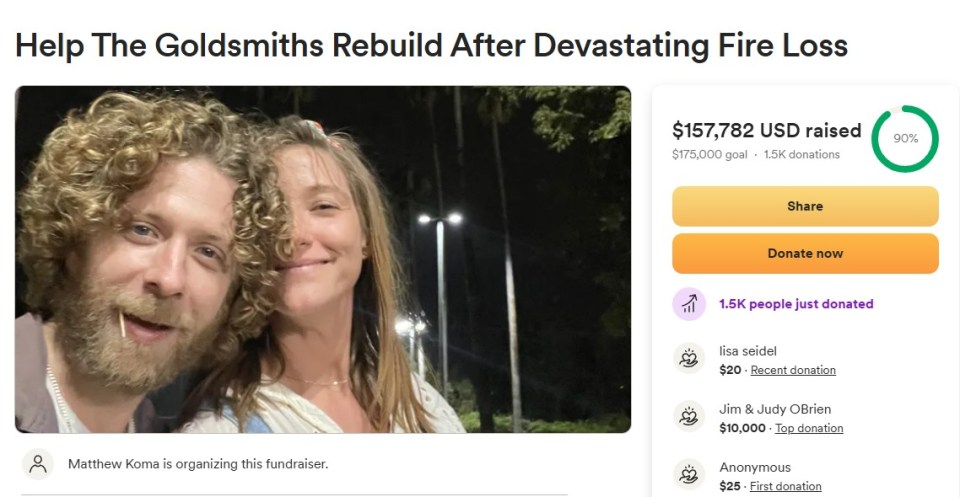 The actress shared a GoFundMe campaign for her brother-in-law and sister-in-law