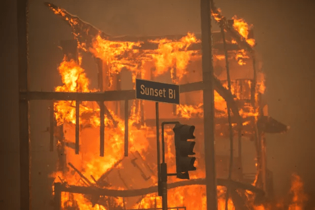 The famous Sunset Boulevard has been burnt in the Palisades fire