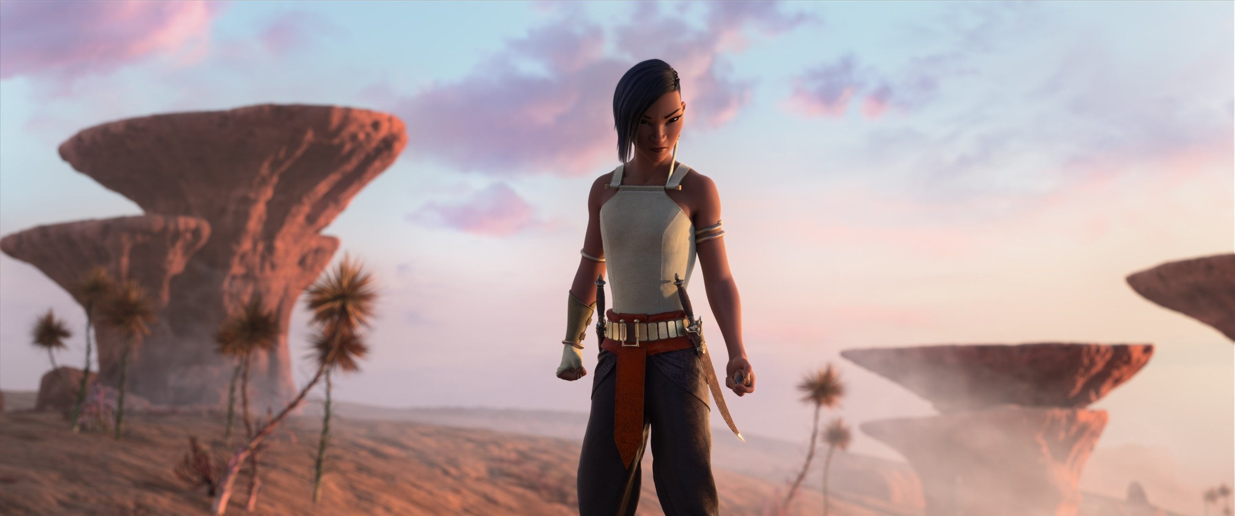 Namaari standing in a desert landscape in Raya and the Last Dragon