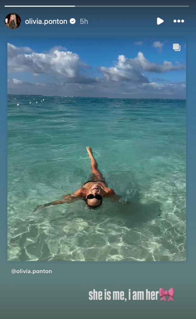 Olivia Ponton swimming in the sea.