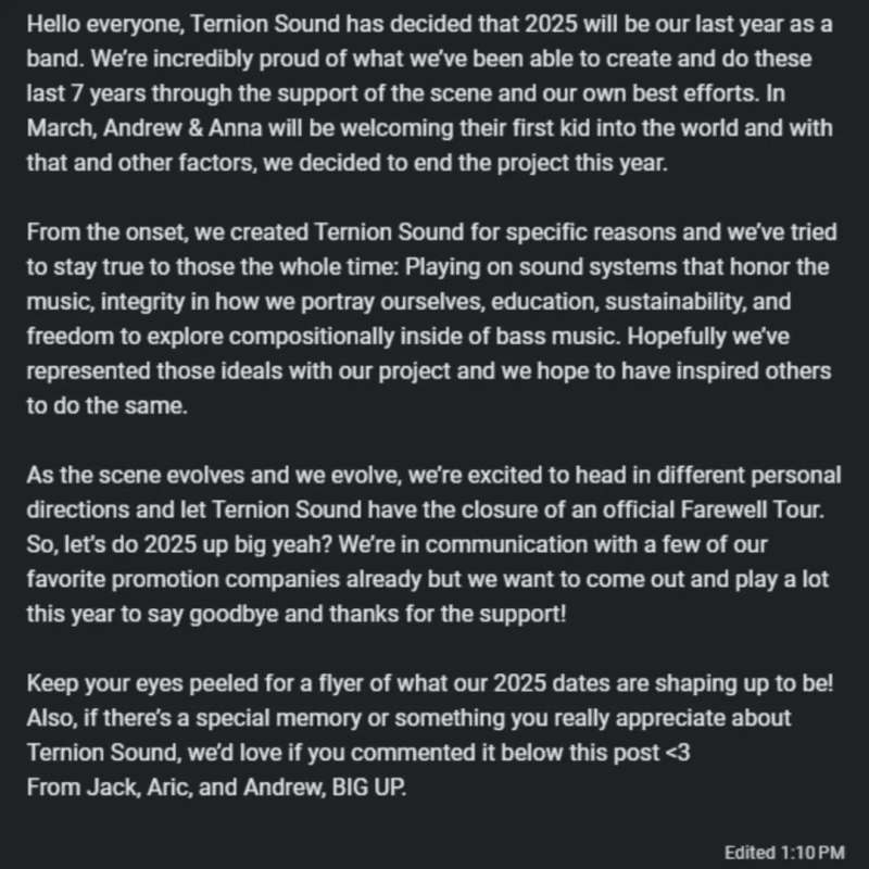 Ternion Sound to Disband After 2025 Farewell Tour