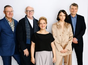 Jeffrey Charles Pope, Jonathan Price, Vivian El Jaber, Alfonsina Carrocio and Peter Catteneo of ‘The Penguin Lessons’ at the Deadline Studio held at the Bisha Hotel during the Toronto International Film Festival 2024 on September 6, 2024 in Toronto, Canada.