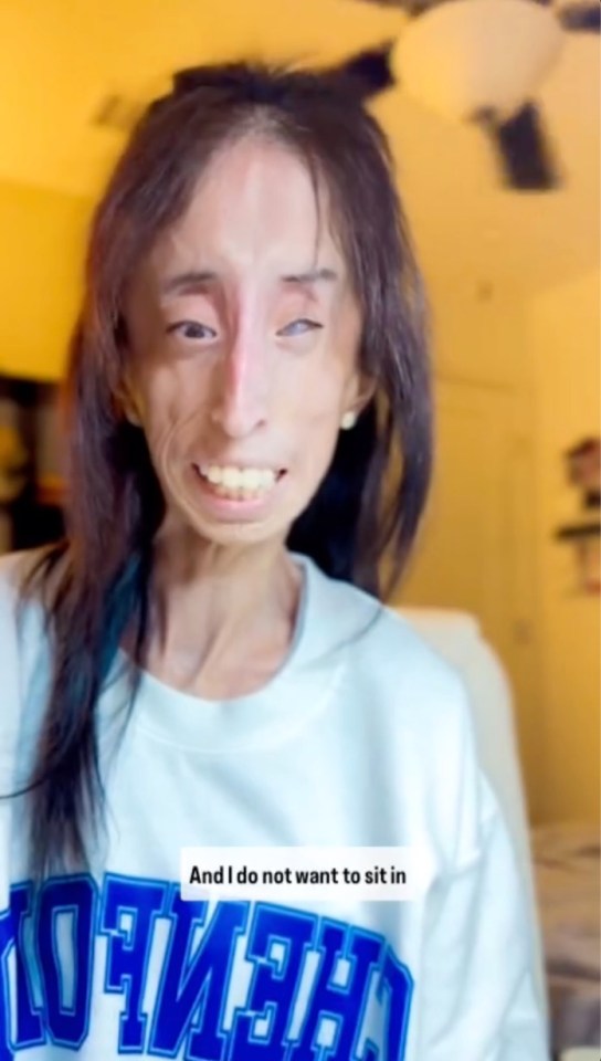 Lizzie Velásquez in a video, saying she doesn't want to sit in.