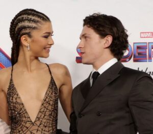 Zendaya and Tom Holland attend the World Premiere of Columbia Pictures Spider-Man: No Way Home.