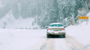 snowy highway avalanche area