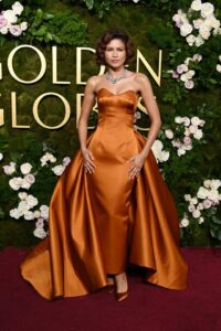 Zendaya during the 82nd Annual Golden Globes held at The Beverly Hilton on January 05, 2025 in Beverly Hills, California