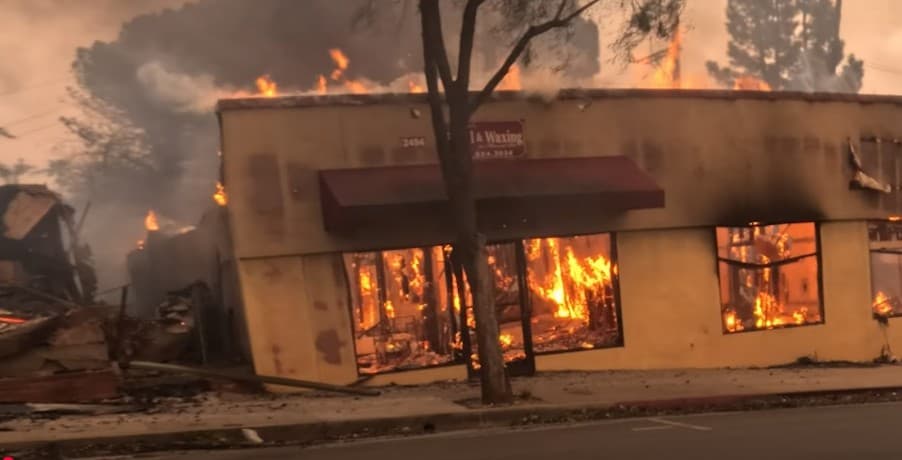 A view of the destruction caused by the January 2025 fires in Los Angeles, captured by YouTuber John Hicks.