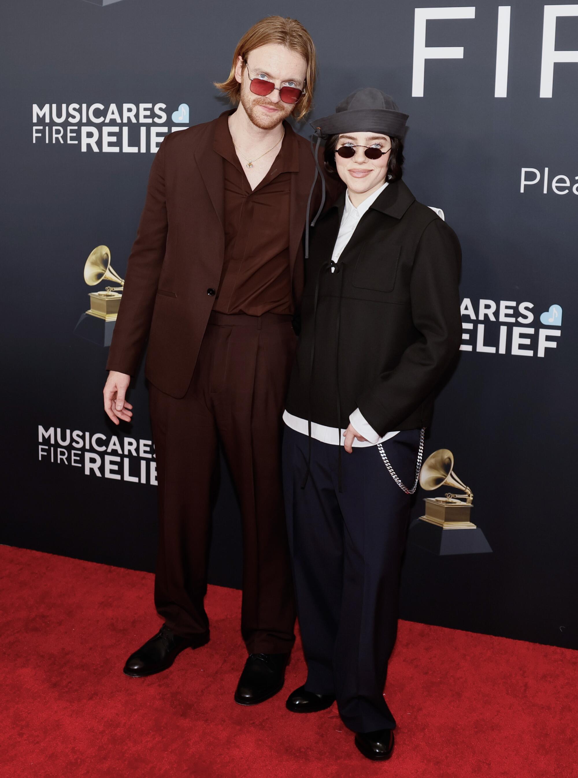 Siblings Finneas O'Connell and Billie Eilish on the red carpet