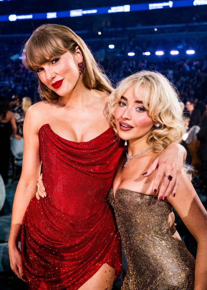 Taylor Swift and Sabrina Carpenter at the Grammy Awards.