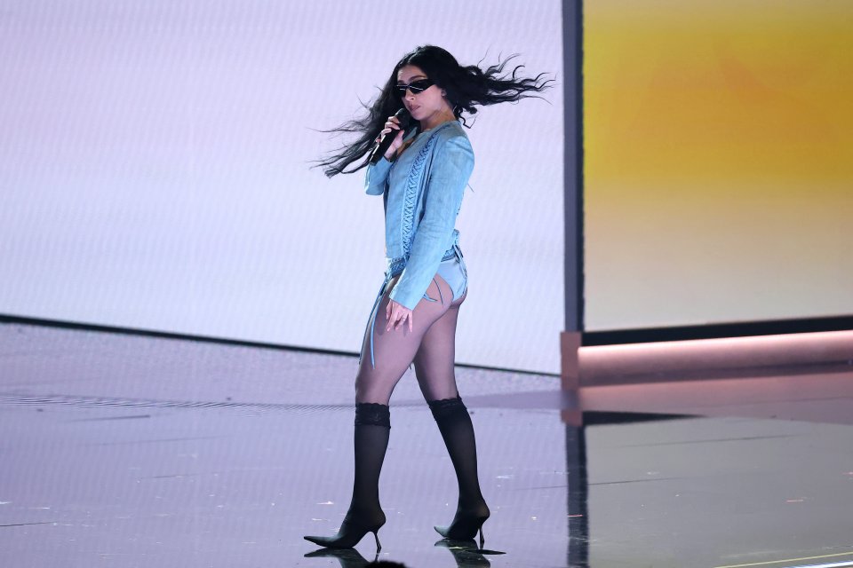 Charli XCX performing at the Grammy Awards.