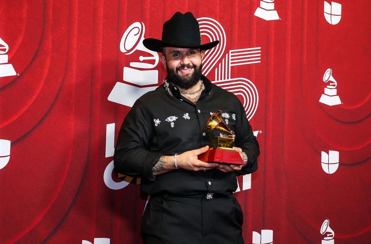 Mexican musician Carin Leon, winner of Best Contemporary Mexican Music Album for "Boca Chueca No. 1"