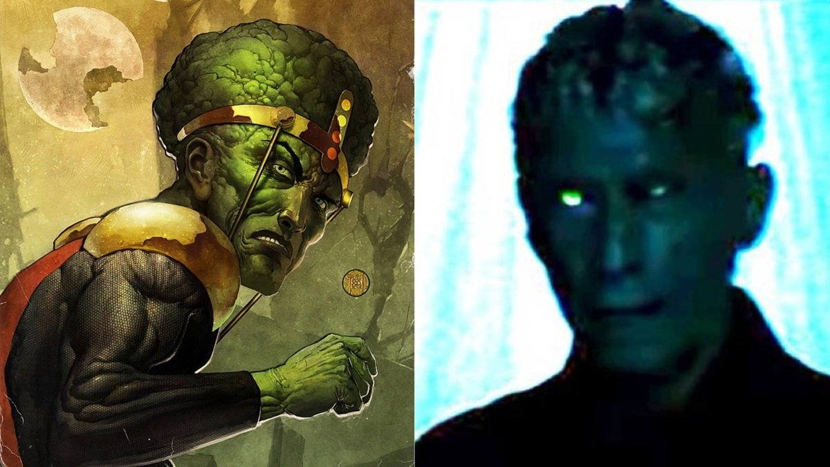 The Leader in Marvel Comics (Left) and Tim Blake Nelson as The Leader in the MCU (Right)