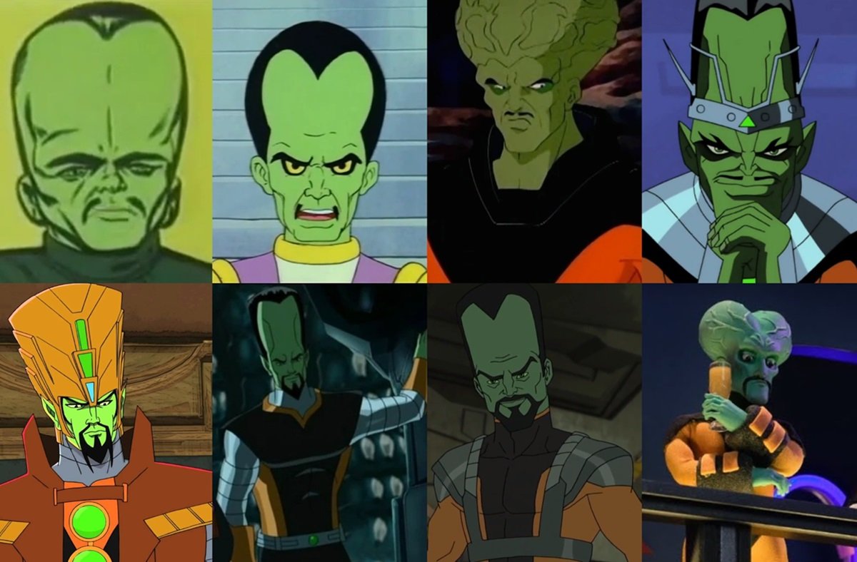 The many animated versions of the Hulk villain the Leader over the decades.