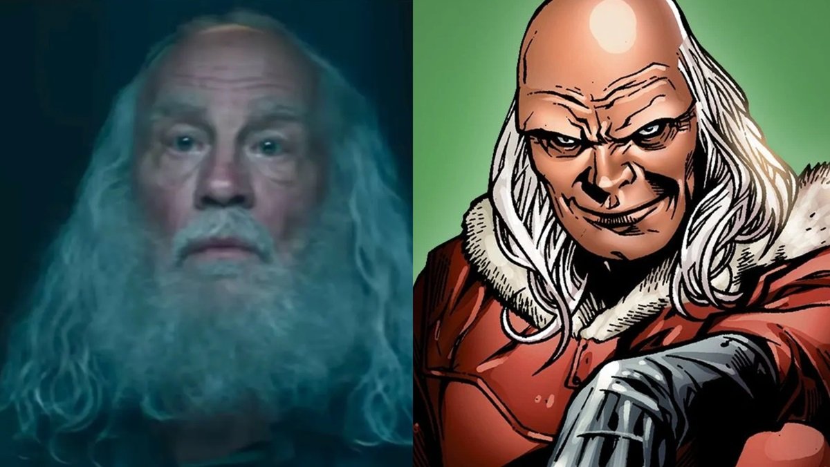 Left: John Malkovich in The Fantastic Four: First Steps (Right) The Red Ghost in Marvel Comics.