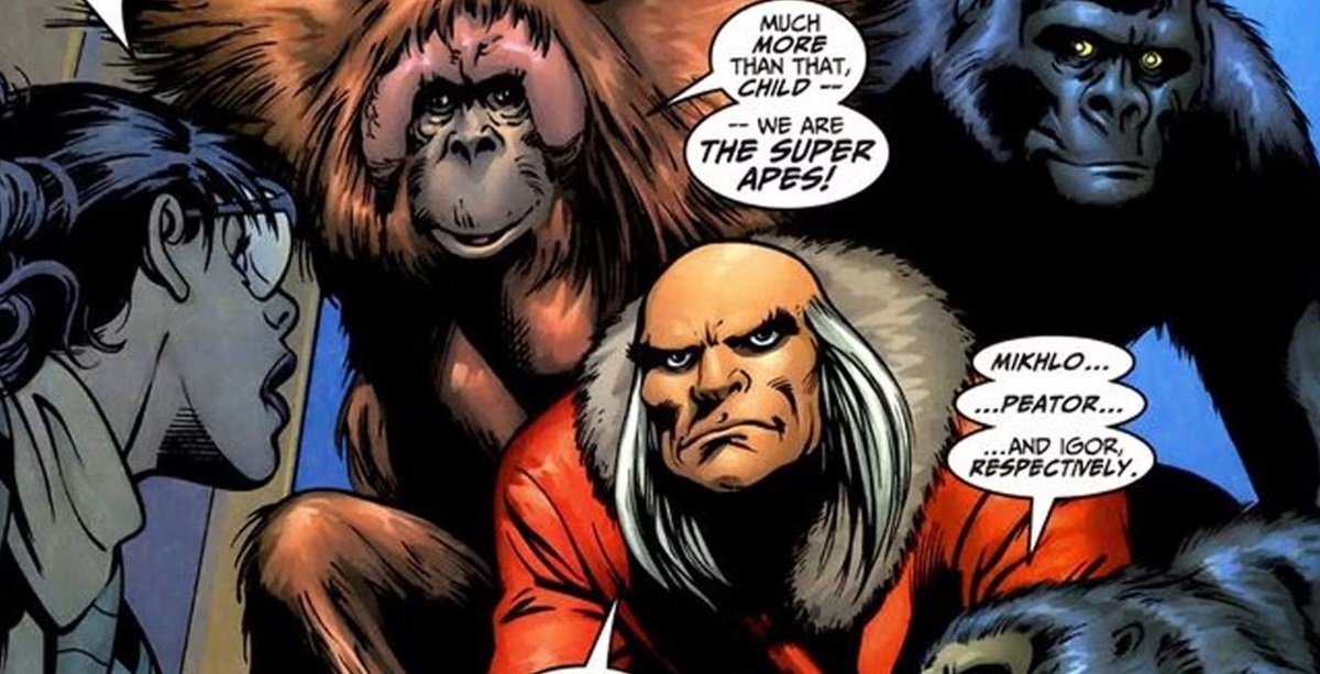 The Red Ghost and his Super Apes prepare to fight the Fantastic Four. Art by Alan Davis.