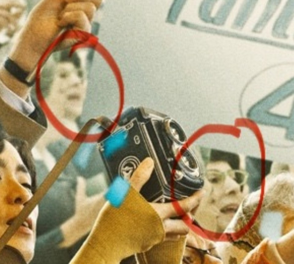 Poster of a person holding a vintage camera at a protest.