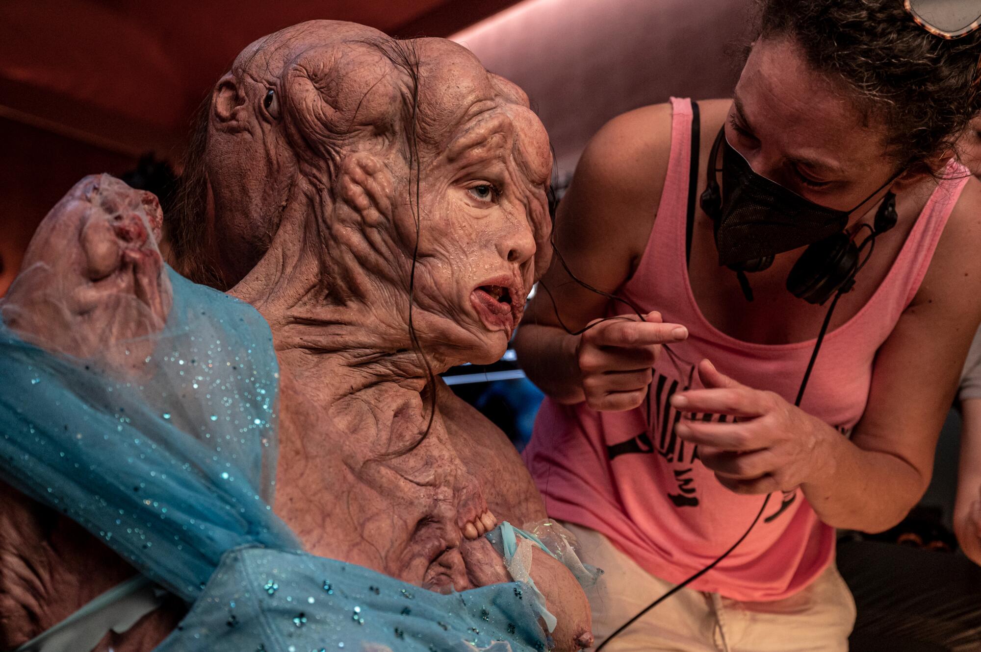 Demi Moore in full-body prosthetics for “The Substance.”